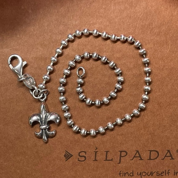 Silpada Fleur-de-lis Sterling Silver Ankle Bracelet A2642 - Picture 4 of 16